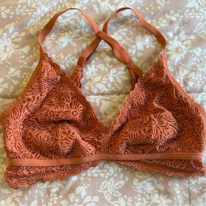 Lace Bralette with Adjustable Straps in Rust Orange